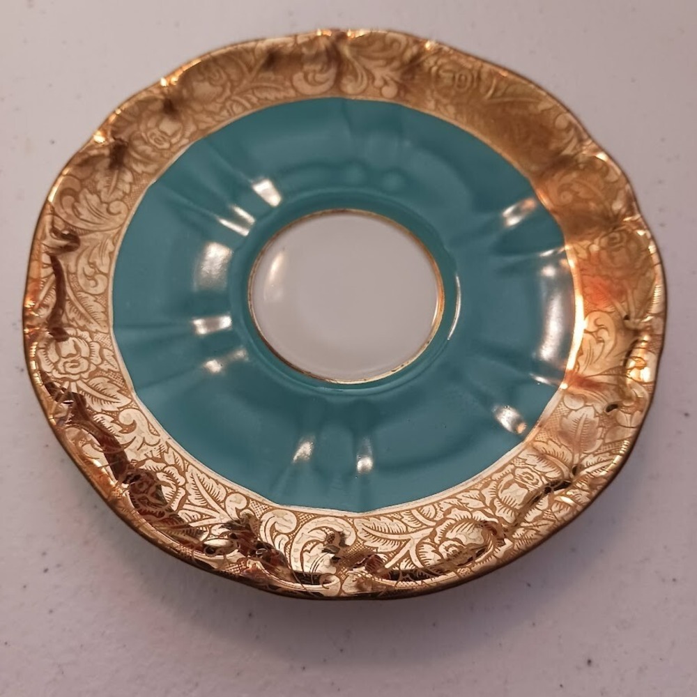 Bareuther Waldsassen Gilded Porcelain Saucers, seet of‎ 6